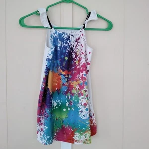Vestido de verano estampado de salpicaduras color agua PatPat para niñas talla 4-5Y poliéster/spandex - Imagen 1 de 4