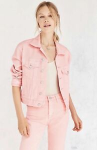 Urban Outfitters Denim Jacket BDG pink Cropped Stretchy Oversized Trucker S New