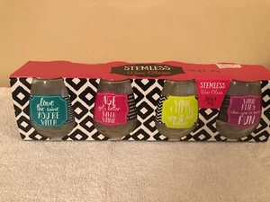 Stemless Wine Glasses Set Of 4 Tmd Holdings - Picture 1 of 4