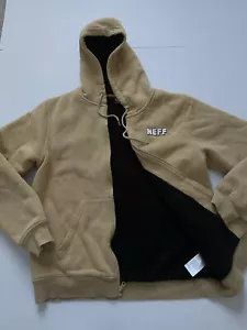 Neff Sudadera con Capucha Para Hombres M Tostado Sherpa Forrado Cremallera Completa Sudadera Chaqueta Sudadera - Imagen 1 de 7