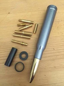 Gunmetal Silver Bullet Antenna with Gold Tip for Nissan Titan 2004-2016 - Picture 1 of 6