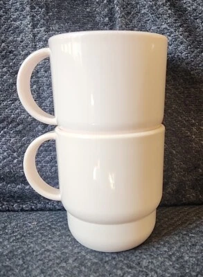 Set (2) HTF Pale Pink Tupperware Mug Cups #2224 Tabletop Stackable USA MADE NICE - Image 1 of 4
