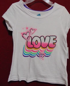 Girls Size 7/8 Glitter LOVE & Hearts Short Sleeve Tee Shirt by Extremely Me NWT - Picture 1 of 5
