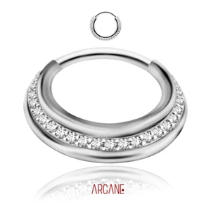 ORECCHINO DONNA PIERCING SEPTUM CLICKER CRISTALLI ANELLO ACCIAIO - Foto 1 di 6