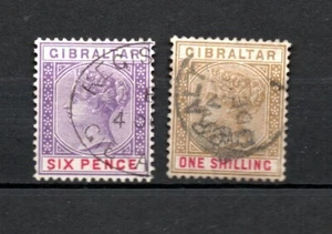 Gibraltar 1896 old definitive Victoria stamps (Michel 35/36) nice used - Picture 1 of 2