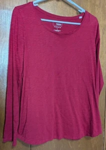 SONOMA KOHLS WMS LS SZ L RED ROUNDED NECK 60%COT/40%POLY NWOT SLUB - Picture 1 of 4