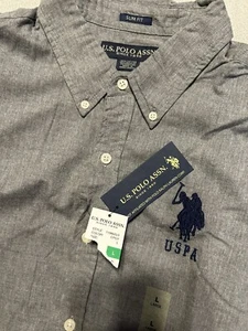 Us Polo Assn Long Sleeve Shirt Size Large New With Tags Gray - Picture 1 of 9