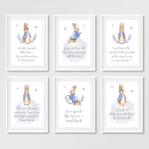 Peter Rabbit Quote Nursery Prints Childrens Bedroom Pictures Decor Wall Art Gift - Picture 1 of 9