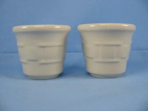 Longaberger Pottery Woven White Set of 2 Votive Cups 2.5" tall - Picture 1 of 5