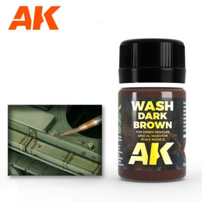 AK Interactive AK045 Dark Brown Wash For Green Vehicles Enamel 35ml - US