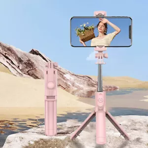 Pink Extendable Bluetooth Wireless Remote Selfie Stick Phone Tripod for iPhone - Picture 1 of 13