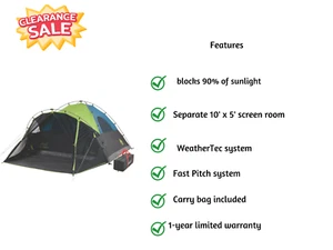 Coleman TENT 6P DARKROOM w/ SCREEN ROOM - Picture 1 of 3