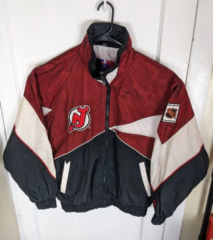 RARE Vintage 90s Pro-Player NJ Devils Windbreaker Mesh Inlays Men M Spellout Cover
