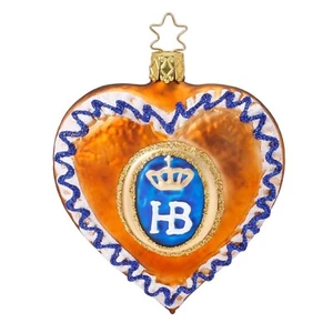 Inge Glas HB Hofbrauhaus Lebkuchen corazón de pan de jengibre adorno alemán CAJA GRATIS - Imagen 1 de 2