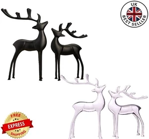 Aluminiumguss 2 Rentiere Weihnachtsdeko eleganter Metallic Ornament - Bild 1 von 10