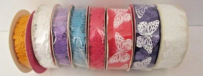 Quinceanera Ribbon Party Gift Scrapbooking  7 NIP 1 Used Butterflies 10 yds Each - Image 1 of 4
