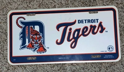 NOS Vintage 1993 DETROIT TIGERS Logo TAG EXPRESS License Plate GENUINE MLB - Image 1 of 3