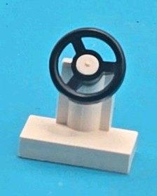 LEGO 3829c01 White Vehicle, Steering Stand 1 x 2 W/ Black Steering Wheel (x1)