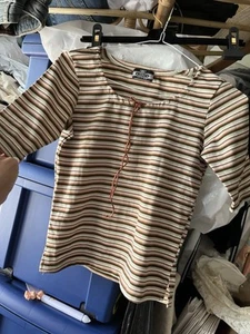 VIBE URBAN MULTI COLOR STRIPES CUTE HIPPIE SOFT FABRIC RUCHED TIE TOP GIRL S - Picture 1 of 5