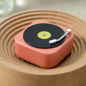 Mini haut-parleur Bluetooth rétro disque vinyle - audio portable sans fil avec USB et 6 - Photo 1 sur 8