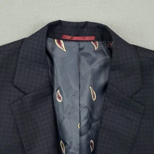 Johnston Murphy Sport Coat Men's Size Medium Blue Plaid Two Button Double Vented - Picture 1 of 10