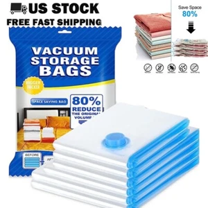 5/10 Pcs Vacuum Storage Bags Travel Space Saver Garment Seal Clothes Organizer - Picture 1 of 24