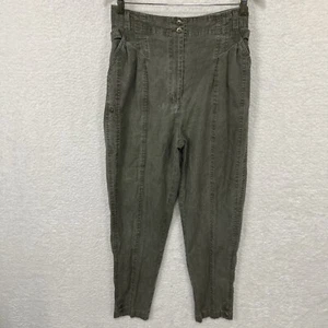 Together Linen Cotton Pants Women’s 10 Green Tapered High Waisted Side Straps - Picture 1 of 11