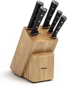 Tefal Ice Force 6 Piece Knife Block Set Wood Oak - Picture 1 of 18