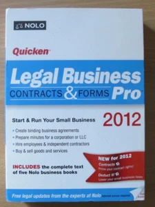 Quicken Nolo Legal Business Pro 2012 Contracts Forms Taxes Windows 10 , 7 ,Vista - Picture 1 of 6