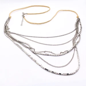 LAURA ASHLEY zweifarbige mehrstrangige Kette Statement Halskette 85 cm lang Lagenlook - Bild 1 von 8
