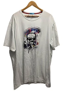 T-shirt Robert Graham uomo 2XLT girocollo alto bianco teschio scheletro rose floreali - Foto 1 di 5