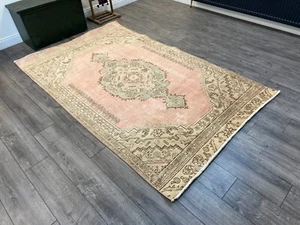 Alfombra persa rosa, alfombra hecha a mano, alfombra de sala de estar, alfombra de dormitorio, 4,9 x 7,9 pies - Imagen 1 de 9