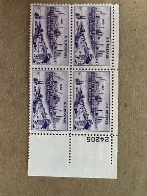 US Scott 994 1950 3¢ Kansas City, Missouri Centennial Plate Block F/VF MNH OG - Image 1 of 2