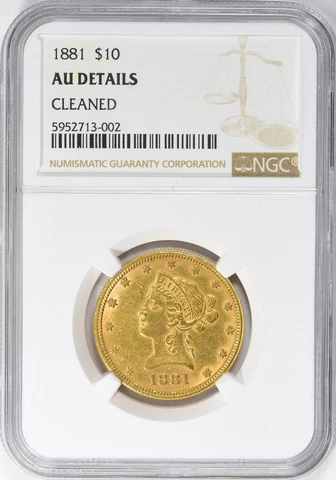 1881  LIBERTY HEAD EAGLE $10 GOLD NGC AU DETAILS CLEANED Cover