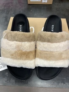 Roam Prism Slippers Faux Fur Cream Size 8 BNWB - Picture 1 of 6