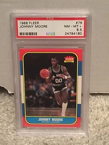 1986 - 87 Fleer #76 - JOHNNY MOORE - PSA 8.5 NM-MT+ San Antonio SPURS CLEAN CASE - Picture 1 of 1