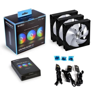 Lian Li UNI FAN AL120 3 Pack Black with Controller ARGB 12CM LED PWM UF-AL120-3B - Afbeelding 1 van 5