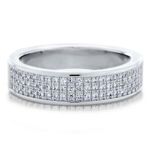 Sterling Silver 925 CZ Pave Round Anniversary Women's Wedding Band Ring 4-10
