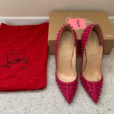 Christian Louboutin Pigalle Spikes 120 Patent Pink Grenadine Sz 41 EU / 11 US - Image 1 of 4
