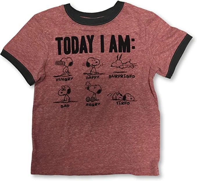 Peanuts Snoopy Toddler Boy's Youth Today I Am T-Shirt Heather Red Size 4 - Image 1 of 1