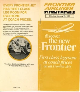 Vintage 1976 (Jan. 15) Frontier Airlines Timetable - Bild 1 von 4