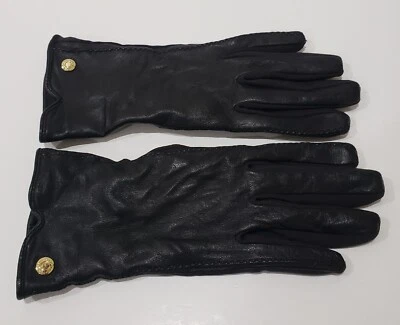 Guantes de cuero de invierno negros suaves Lands End para mujer Patchfinger talla M Foto 1 de 4