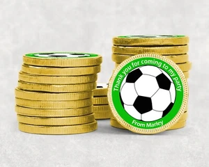 Personalised Football Birthday Chocolate Coins – Party Bag Favours Gift Filler - Picture 1 of 17