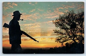 Hunter Silhouetted Against a Morning Sky Postcard - Picture 1 of 2