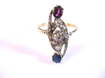 Jugendstil Ring Gold 750 mit Diamanten, 3,63 g, Rarität - Bild 1 von 3