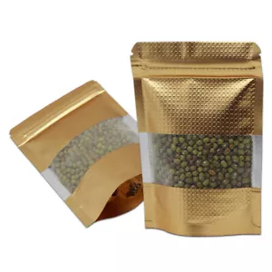 Embossed Stand Up Aluminum Foil Package Bag Mylar for Zip Food Pouch Lock Window - Picture 1 of 8