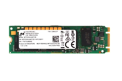 Micron 5100 Pro 240GB M.2 2280 SATA NVMe SSD P/N: MTFDDAV240TCB-1AR1ZABYY Tested - Image 1 of 3