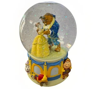 1991 DISNEY Beauty & the Beast Dancing Enesco Snow Globe Glitter Music - Picture 1 of 9