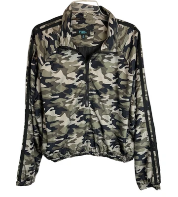 Chaqueta cortavientos pulóver ligera Rue+ verde camuflaje 1/2 cremallera talla 1X forrada Foto 1 de 4