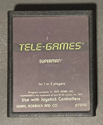 Superman (Atari 2600, 1979) Sears Tele-GamesTEXT LABEL Cartridge Only TESTED - Image 1 of 2